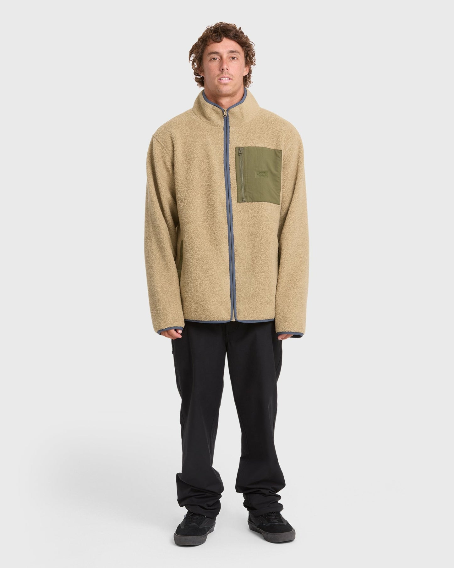 Billabong Men's Alpine Mock Neck Full-Zip Fleece - Pale Khaki