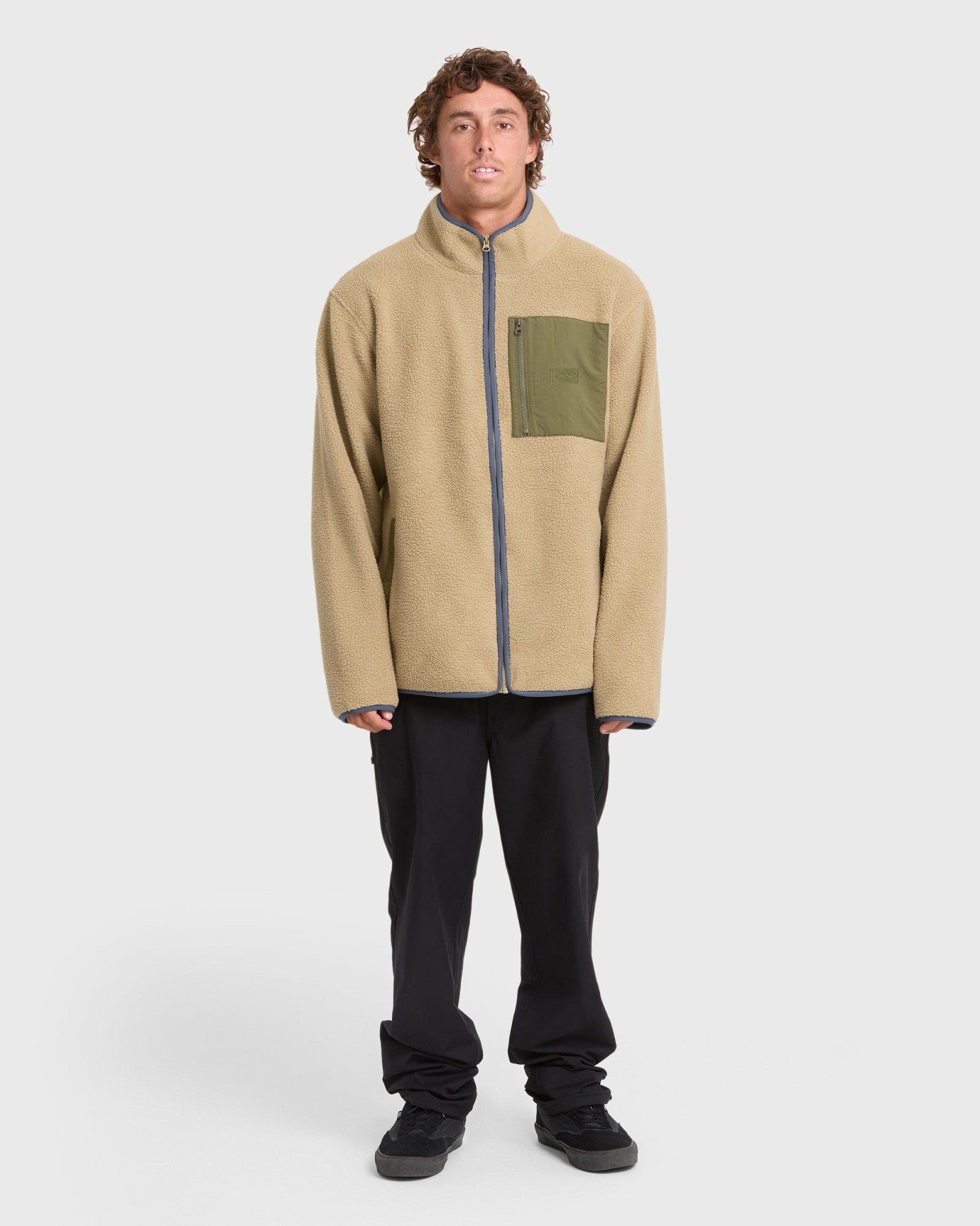 Billabong Men's Alpine Mock Neck Full-Zip Fleece - Pale Khaki