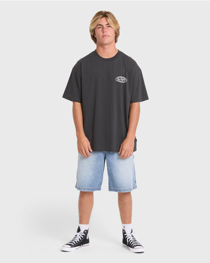 Billabong Men's Bad Dog OG Short Sleeve Cotton T-Shirt - Washed Black