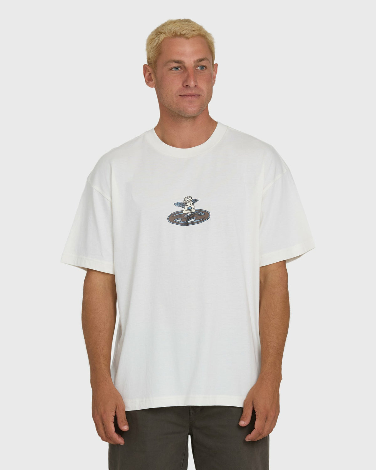 Billabong Men's Bad Dog Cherub OG Knit Short Sleeve T-Shirt - Off White