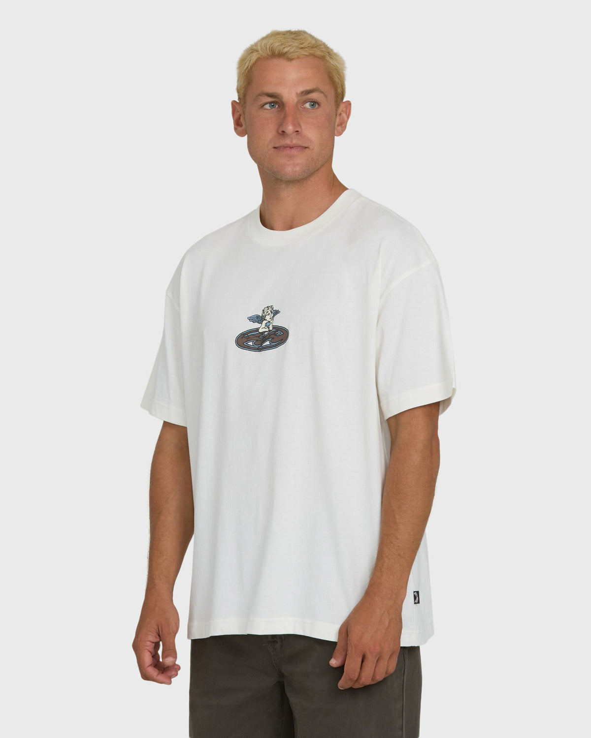 Billabong Men's Bad Dog Cherub OG Knit Short Sleeve T-Shirt - Off White