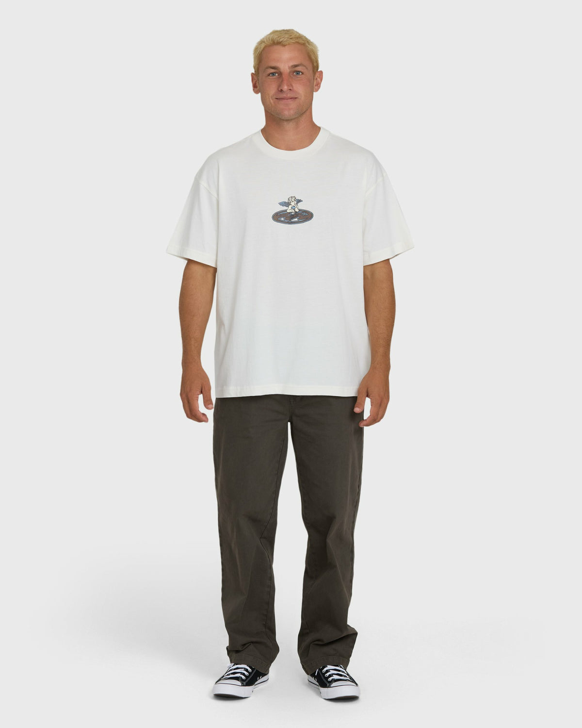 Billabong Men's Bad Dog Cherub OG Knit Short Sleeve T-Shirt - Off White
