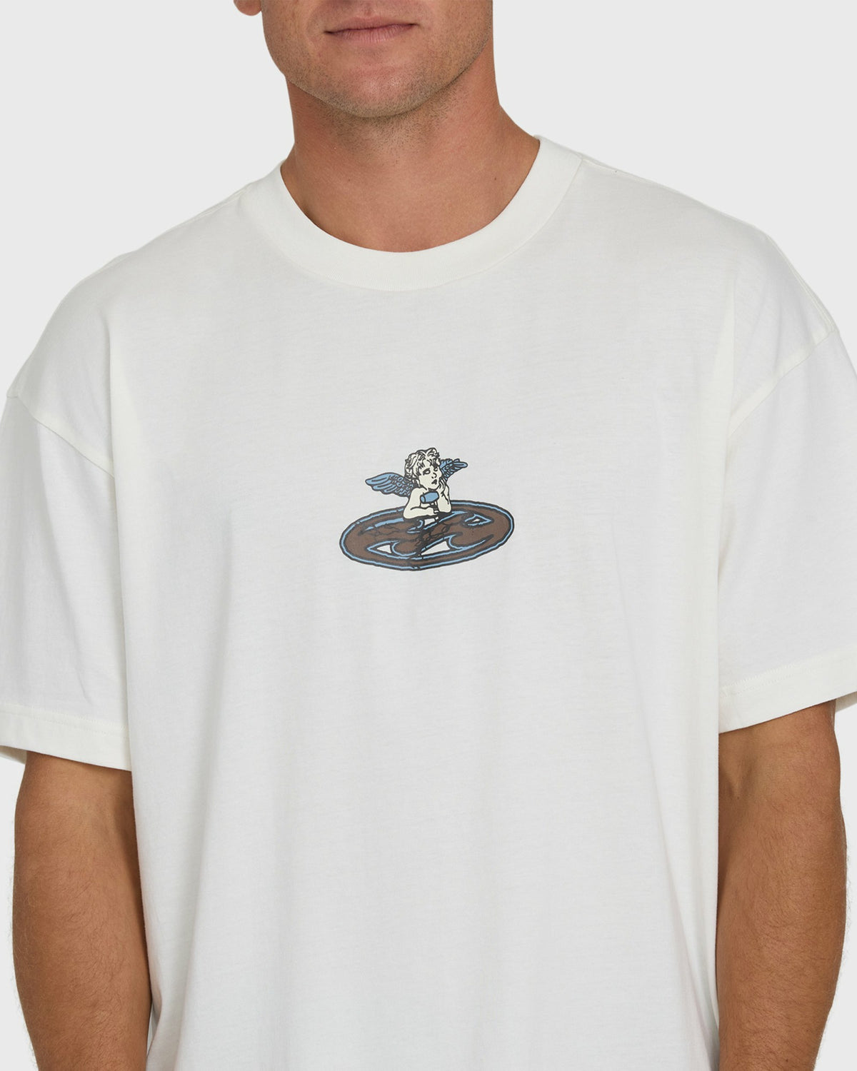 Billabong Men's Bad Dog Cherub OG Knit Short Sleeve T-Shirt - Off White