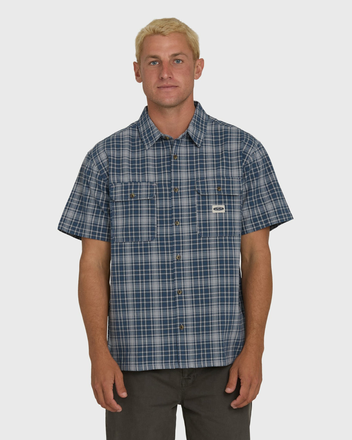 Billabong Men's Bad Dog Short Sleeve Woven Shirt - Dark Denim