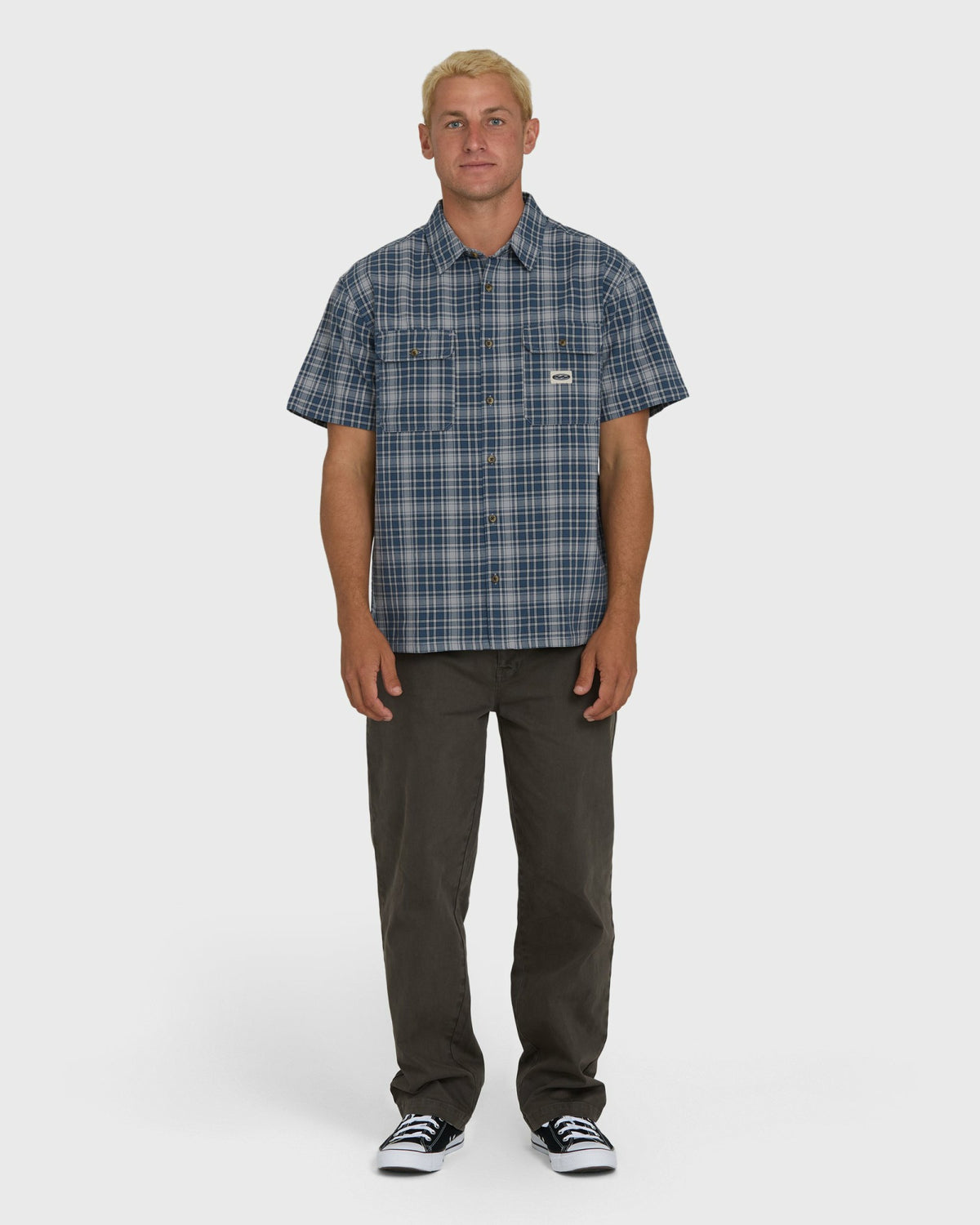 Billabong Men's Bad Dog Short Sleeve Woven Shirt - Dark Denim