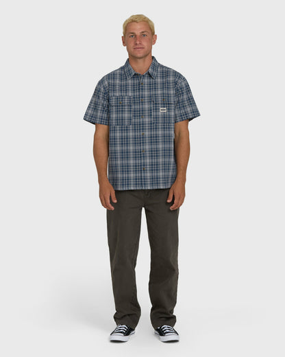 Billabong Men's Bad Dog Short Sleeve Woven Shirt - Dark Denim