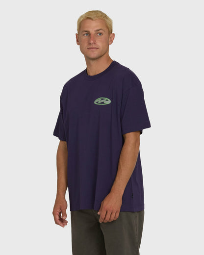 Billabong Men's Bad Dog Tonedawg OG Short Sleeve Knit T-Shirt - Purple Velvet