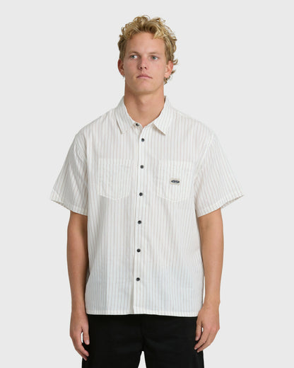 Billabong Men's Bad Dog Short Sleeve Woven Shirt - Off White