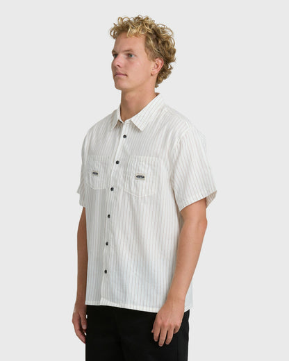 Billabong Men's Bad Dog Short Sleeve Woven Shirt - Off White