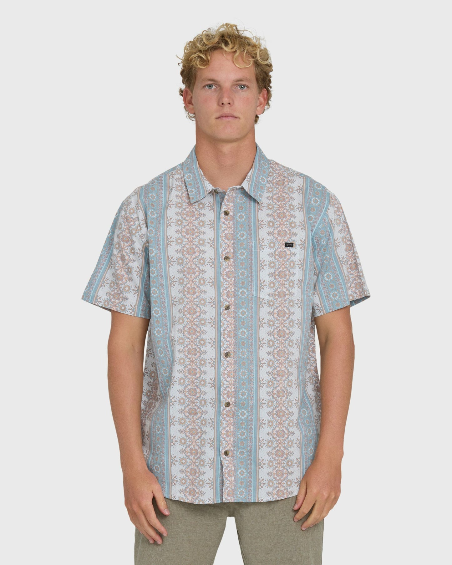 Billabong Men's Sundays Short Sleeve Woven Shirt - Blue Fog