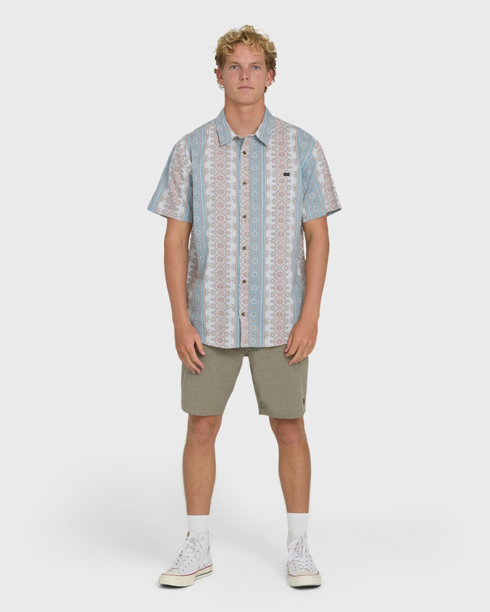 Billabong Men's Sundays Short Sleeve Woven Shirt - Blue Fog