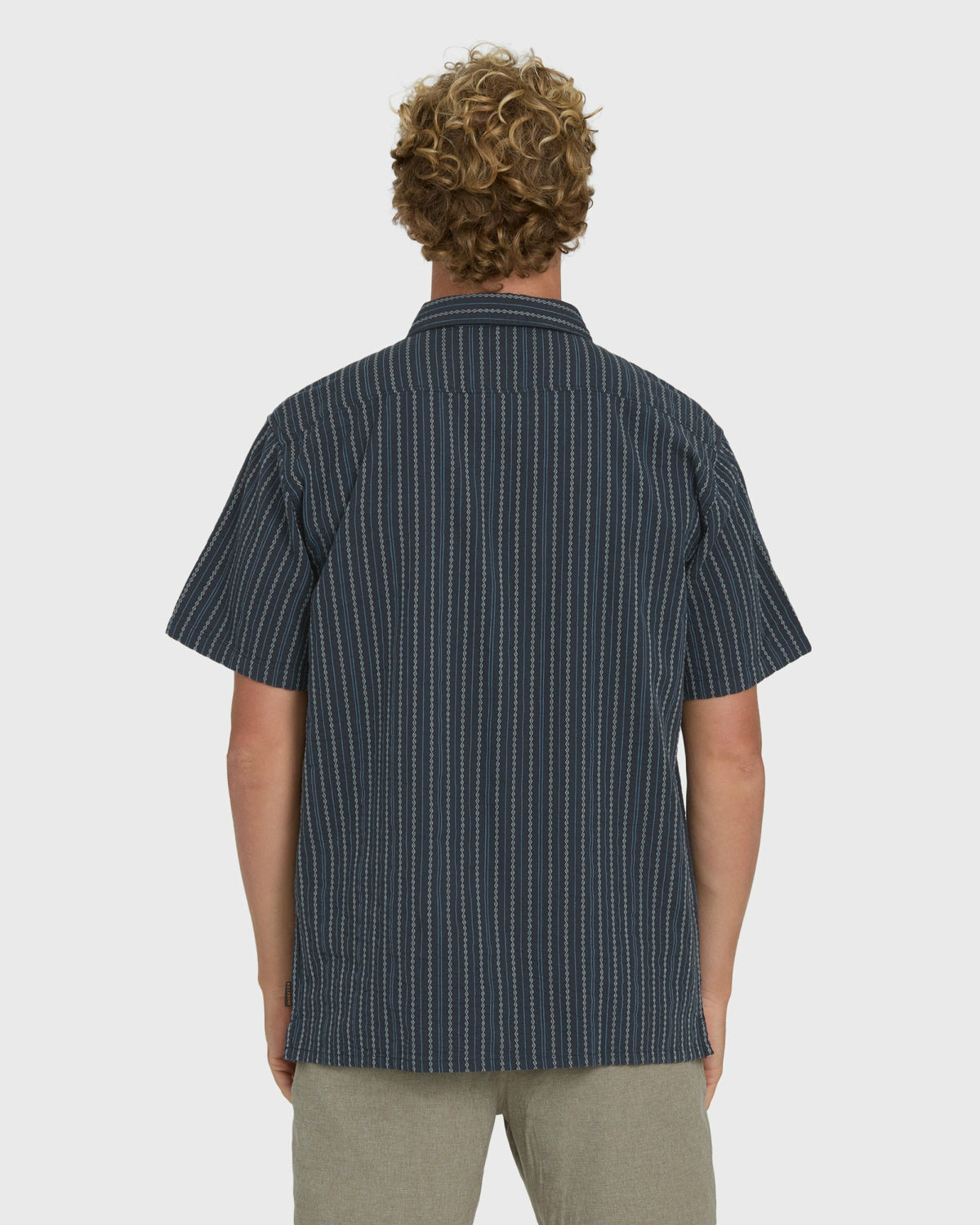 Billabong Men's Garage Sandon Jacquard Short Sleeve Woven Shirt - True Navy