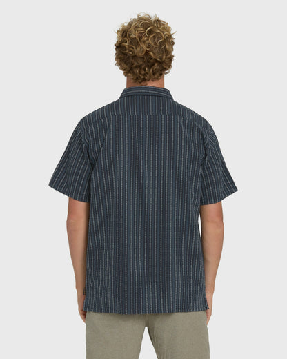 Billabong Men's Garage Sandon Jacquard Short Sleeve Woven Shirt - True Navy