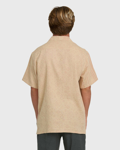 Billabong Men's Garage Nashua Jacquard Short Sleeve Woven Shirt - Oatmeal