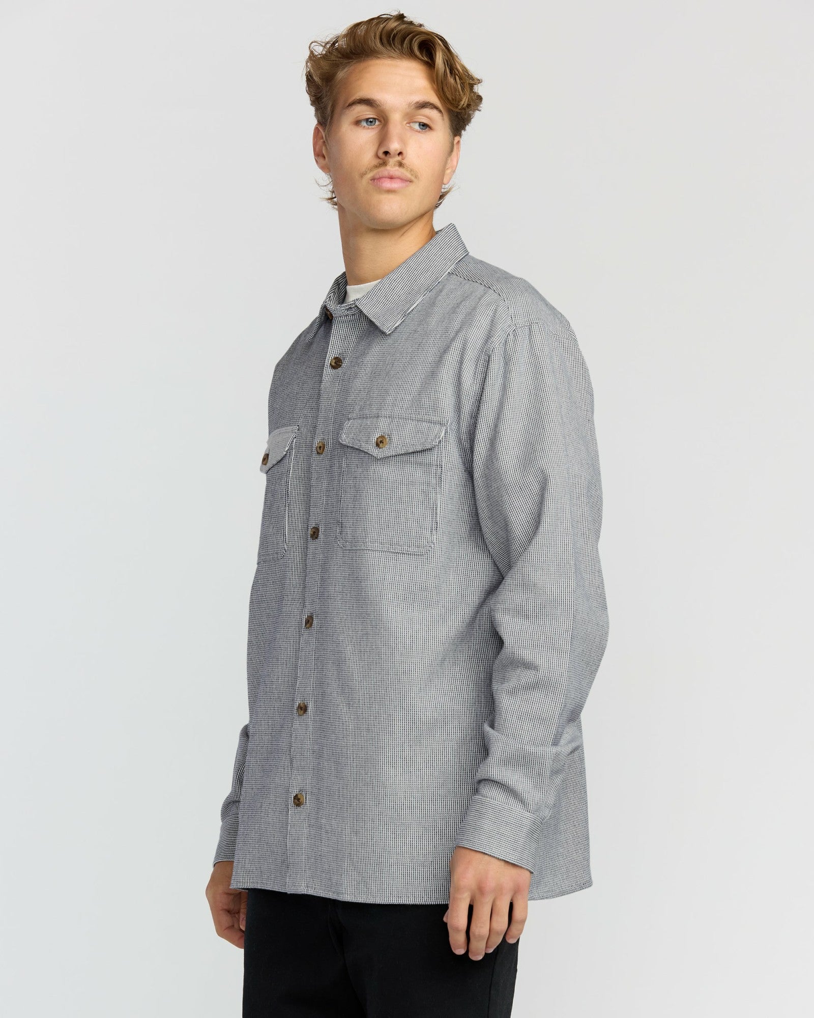 Billabong Men's Austin Garage Long Sleeve Shirt - Stone Blue