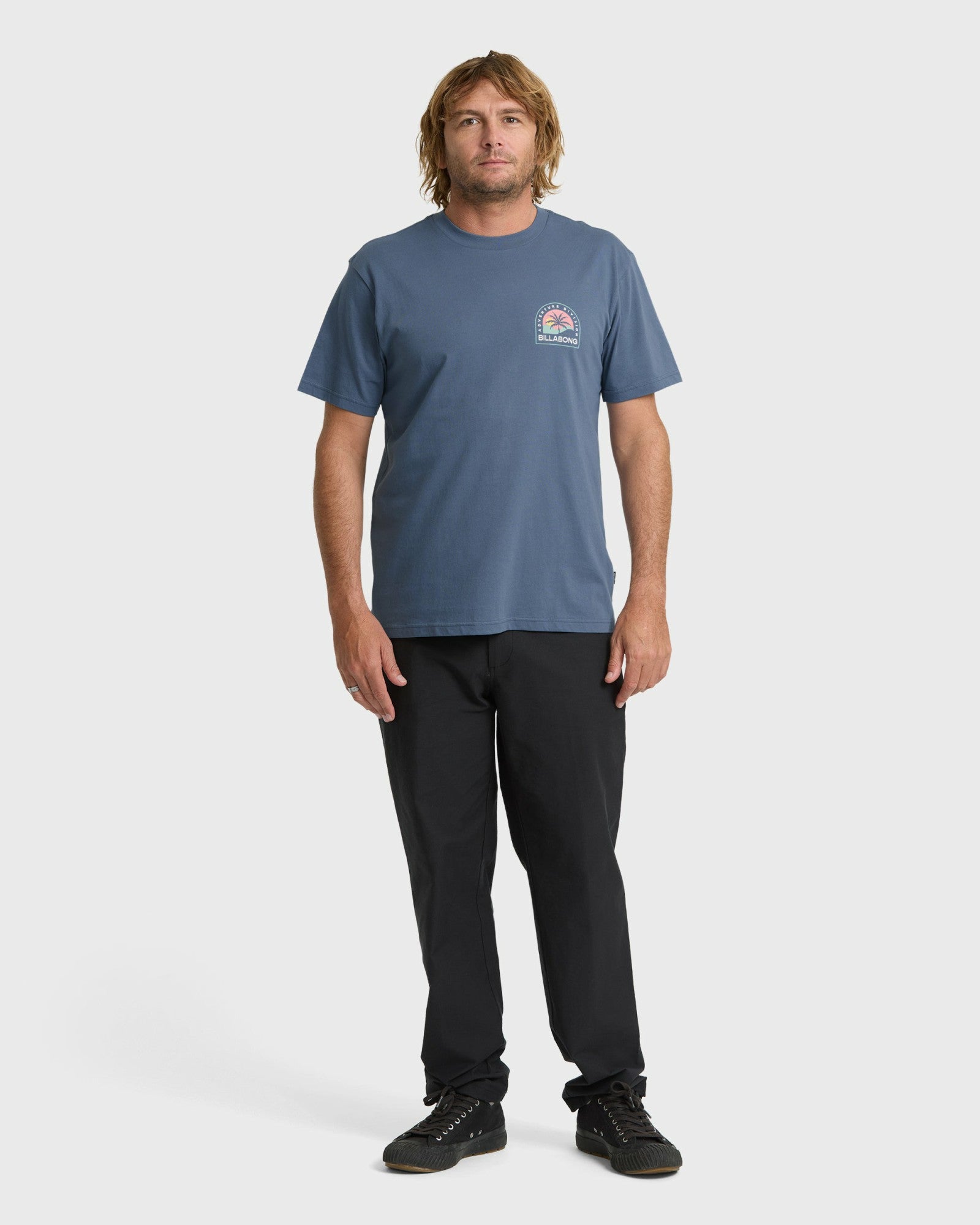 Billabong Men's Adventure Division Sun Down Premium Short Sleeve Knit T-Shirt - China Blue