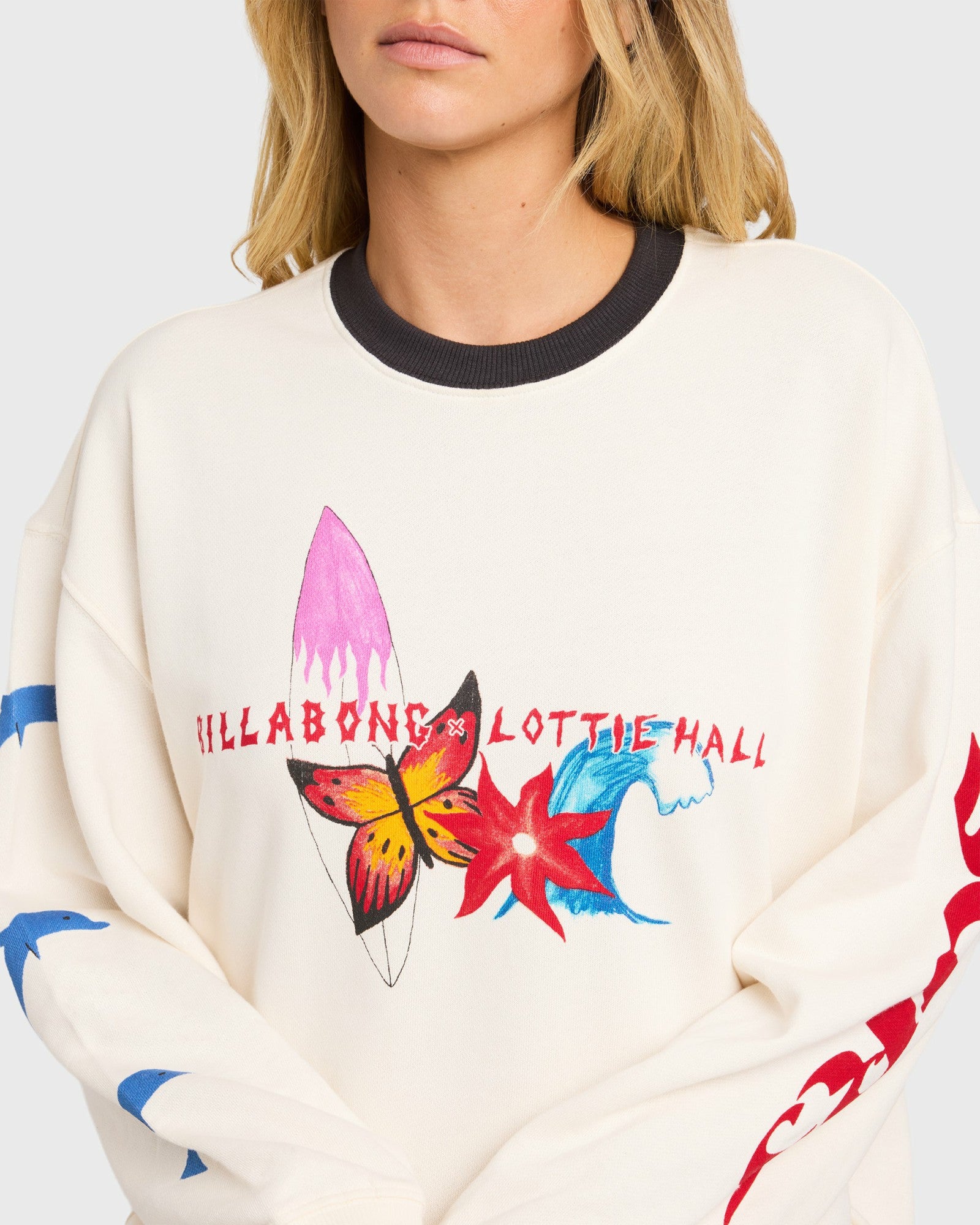 Billabong Women's Lottie Hall Crewneck Sweatshirt - Salt Crystal