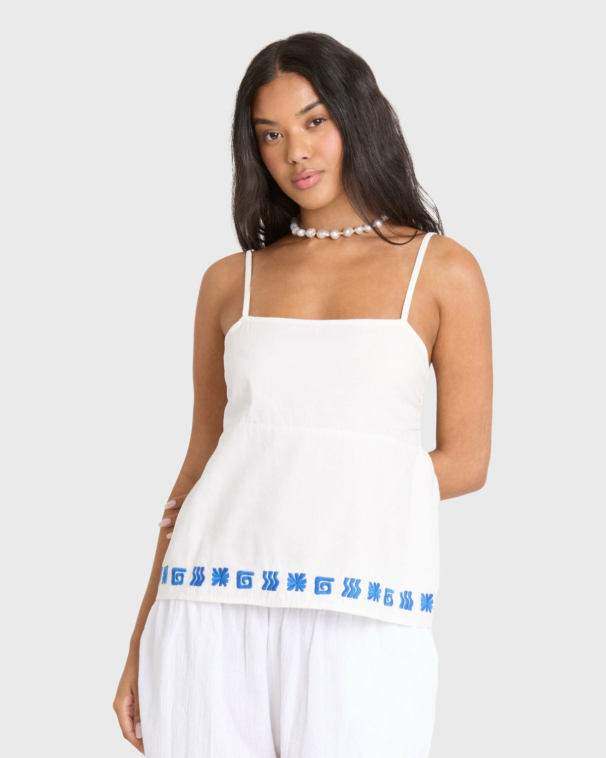 Billabong Women's Sun Stamp Woven Tank - Salt Crystal