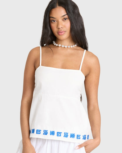 Billabong Women's Sun Stamp Woven Tank - Salt Crystal