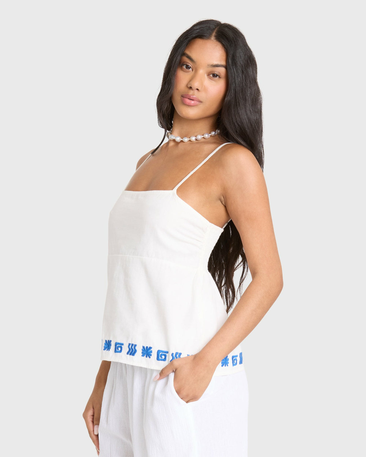 Billabong Women's Sun Stamp Woven Tank - Salt Crystal