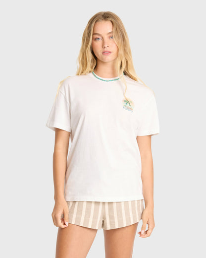 Billabong Women's Catching Waves Short Sleeve Jersey T-Shirt - Salt Crystal