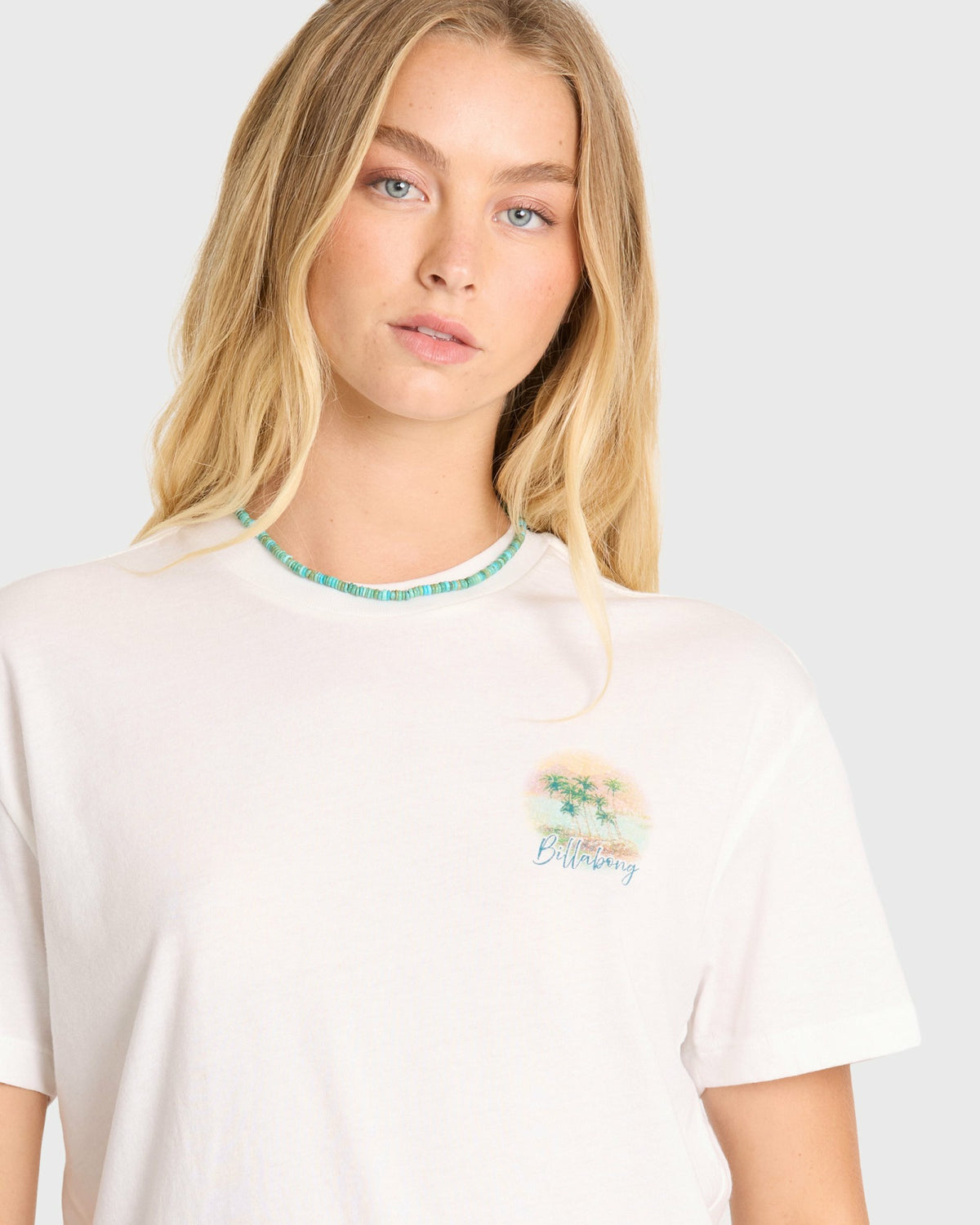 Billabong Women's Catching Waves Short Sleeve Jersey T-Shirt - Salt Crystal