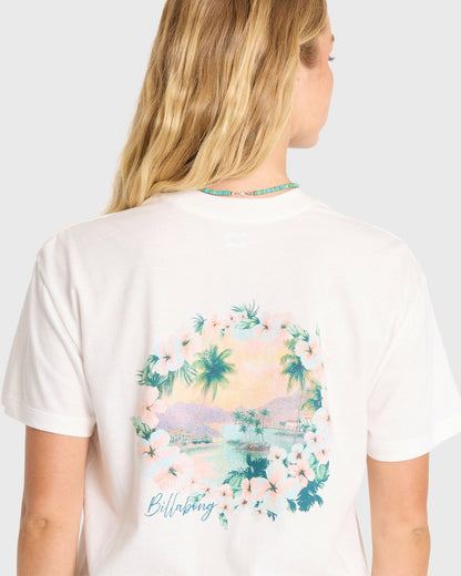 Billabong Women's Catching Waves Short Sleeve Jersey T-Shirt - Salt Crystal
