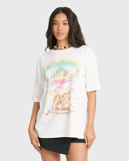 Billabong Women's Pour Your Heart Short Sleeve Jersey T-Shirt - Salt Crystal