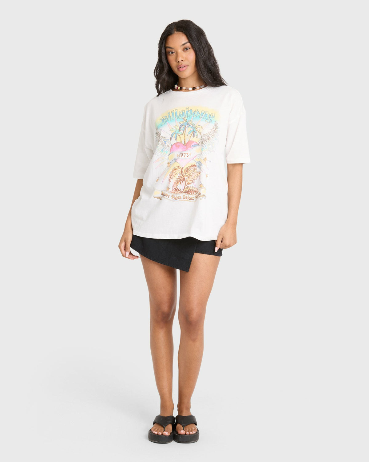 Billabong Women's Pour Your Heart Short Sleeve Jersey T-Shirt - Salt Crystal