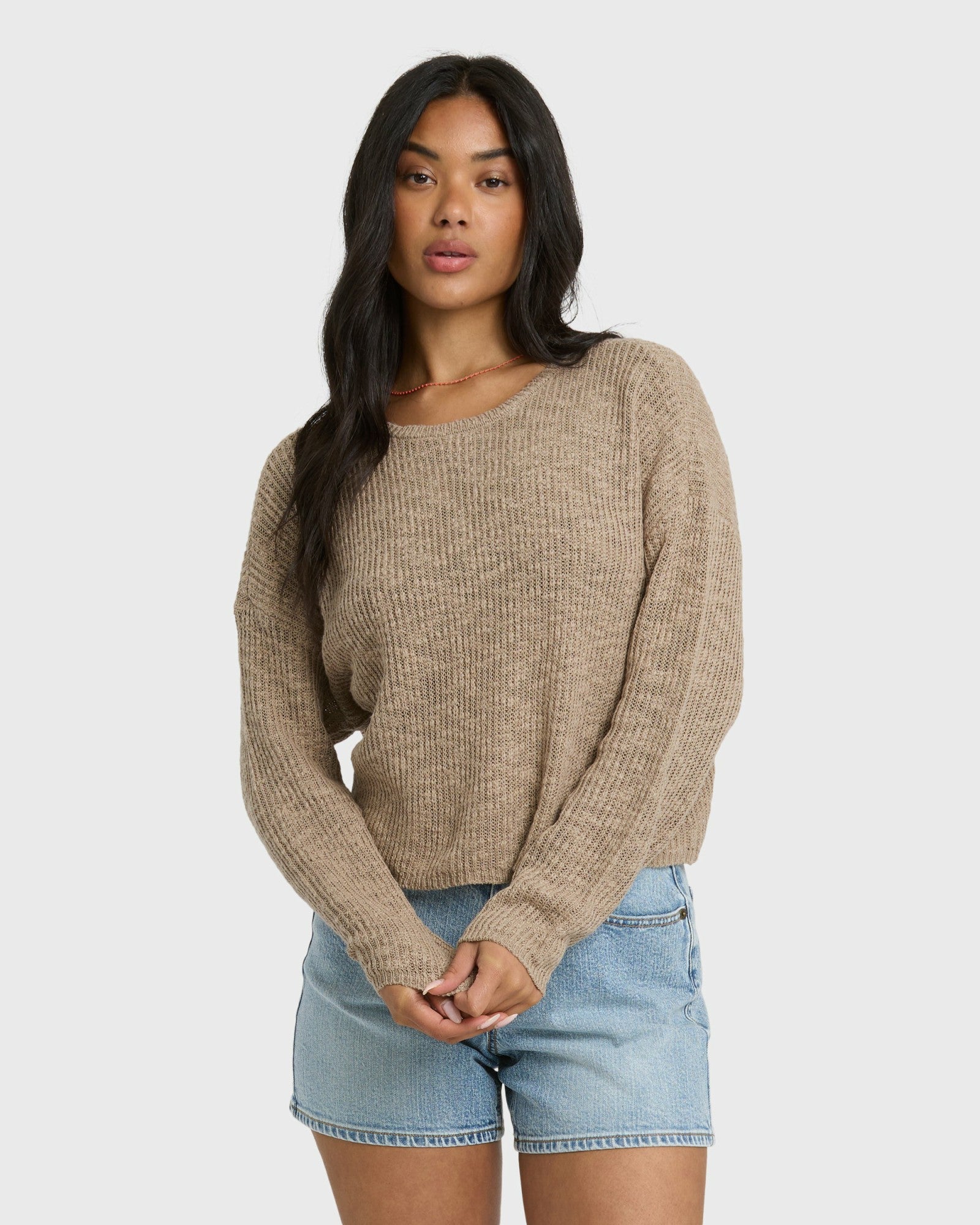Billabong Women's Daze Time Crewneck Sweater - Oatmeal