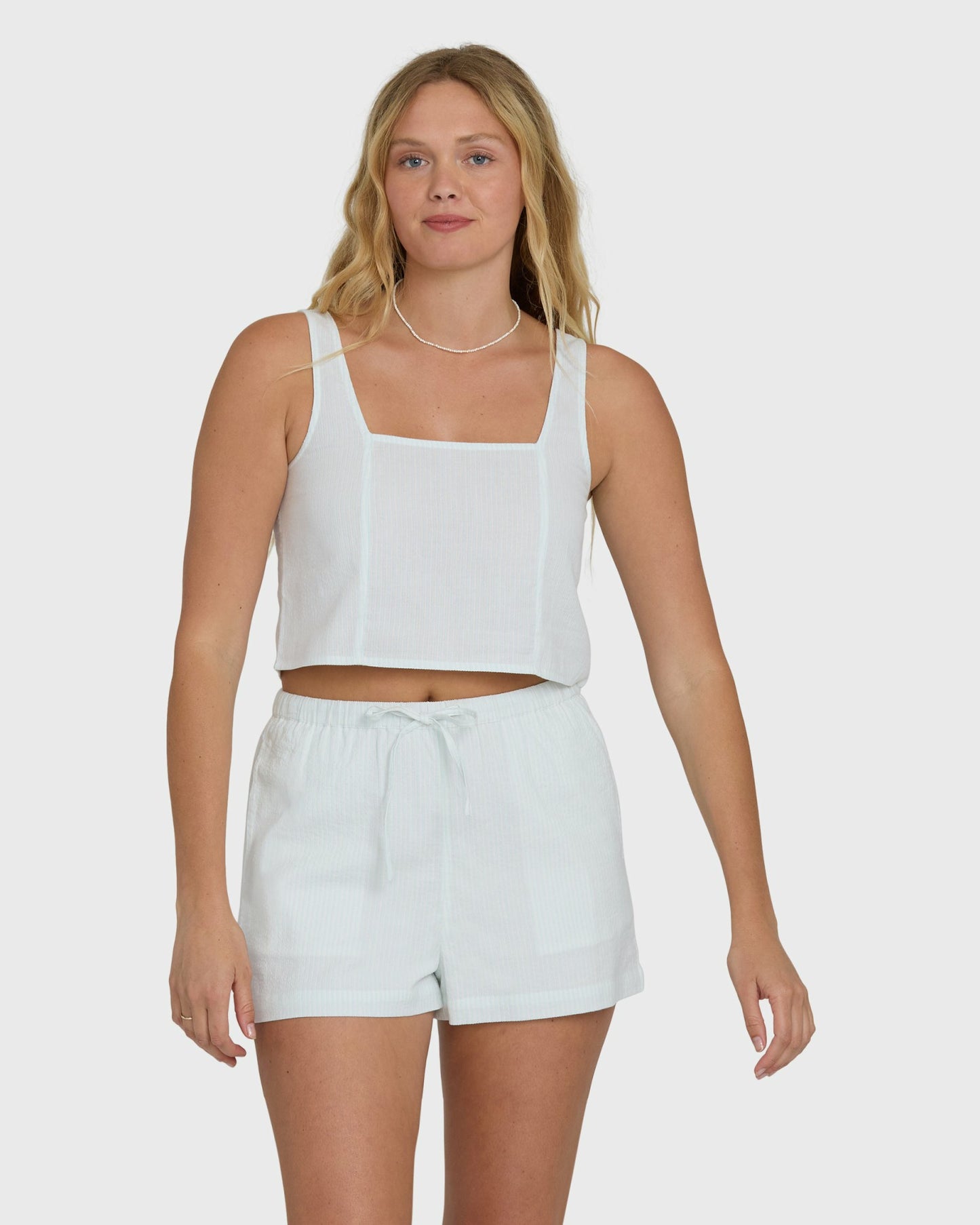 Billabong Women's Wanderer Seersucker Stripe Woven Shorts - Clearwater