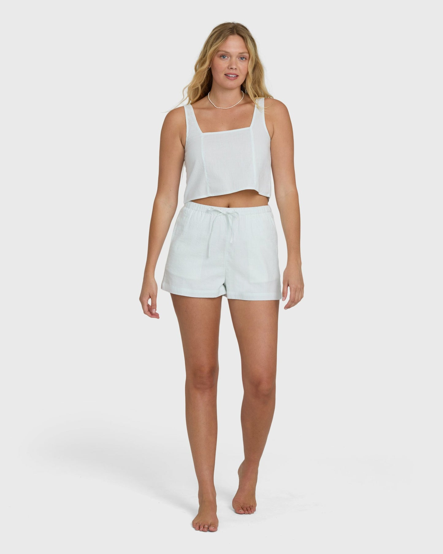 Billabong Women's Wanderer Seersucker Stripe Woven Shorts - Clearwater