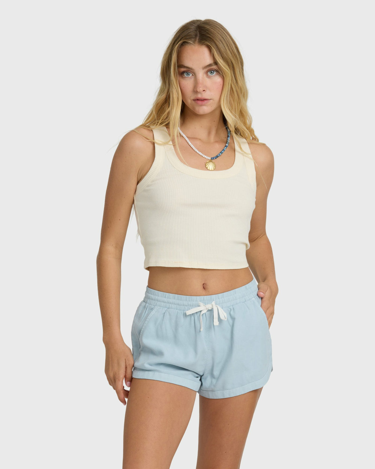 Billabong Women's Road Trippin Elastic Waist Shorts - Washed Chambray