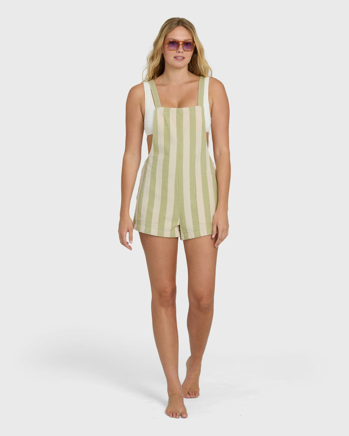 Billabong Women's Beach Crush Yarn-Dyed Overalls - Cactus