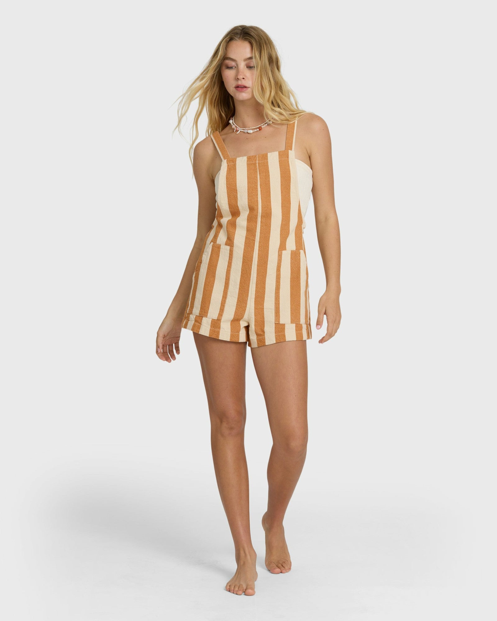 Billabong Women's Beach Crush Yarn-Dyed Overalls - Caramel Cafe