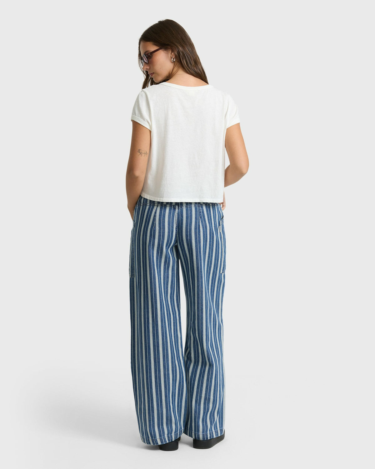 Billabong Women's Zonte Elastic Waist Saltwashed Denim Pants - Blue Smoke