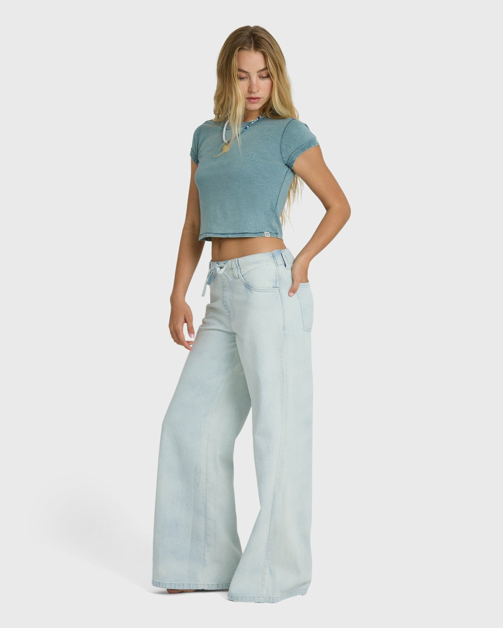 Billabong Women's Jade Saltwashed Elastic Waist Pants - Blue Mist