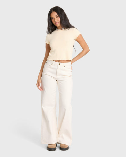 Billabong Women's Free Fall Flare 5-Pocket Pants - Sea Salt