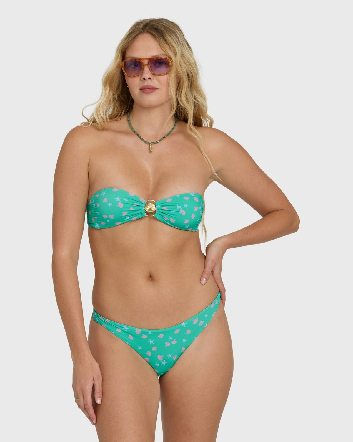 Billabong Women's Ship Wrecked Shelly Bandeau Bikini Top - Green Tropics