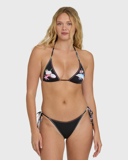 Billabong Women's Party Wave Tie-Side Tanga Bikini Bottoms - Black Pebble