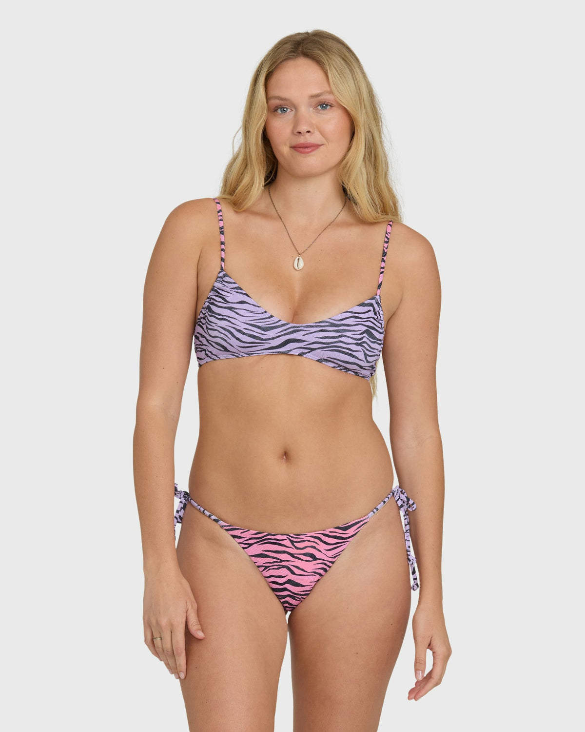 Billabong Women's Pretty Wild Ruched V Bralette Bikini Top - Sweet Lilac
