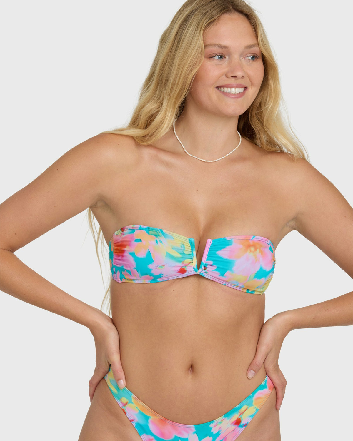 Billabong Women's Pipe Dreams V Bandeau Bikini Top - Bright Marine