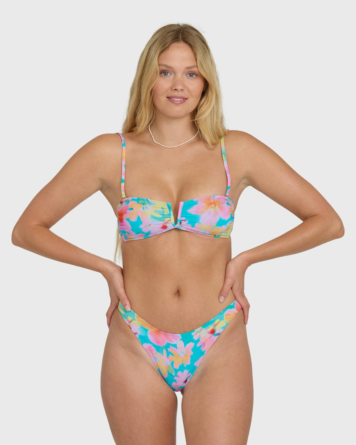 Billabong Women's Pipe Dreams V Bandeau Bikini Top - Bright Marine