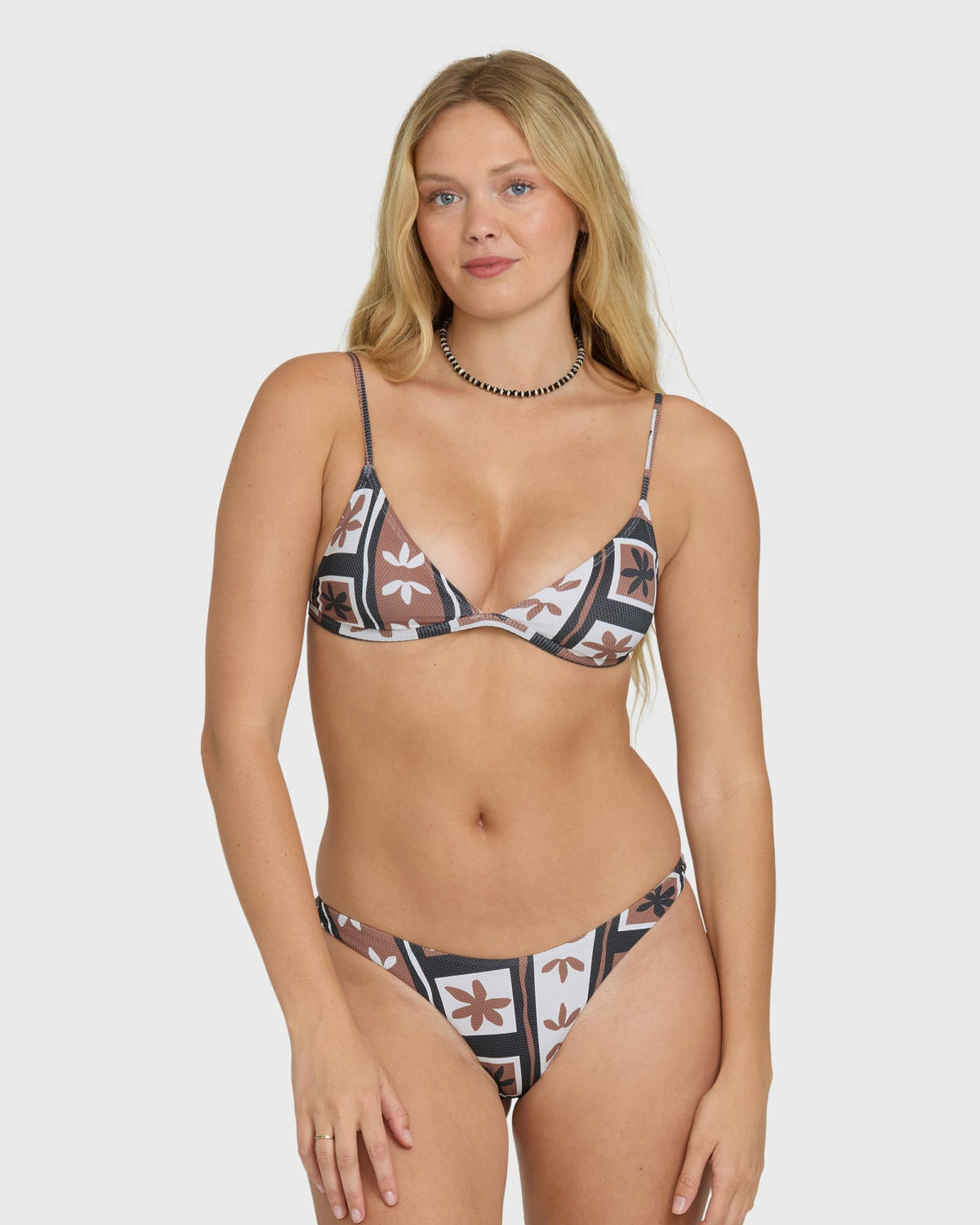 Billabong Women's Stay Grounded Ceci Triangle Bikini Top - Brown Stone