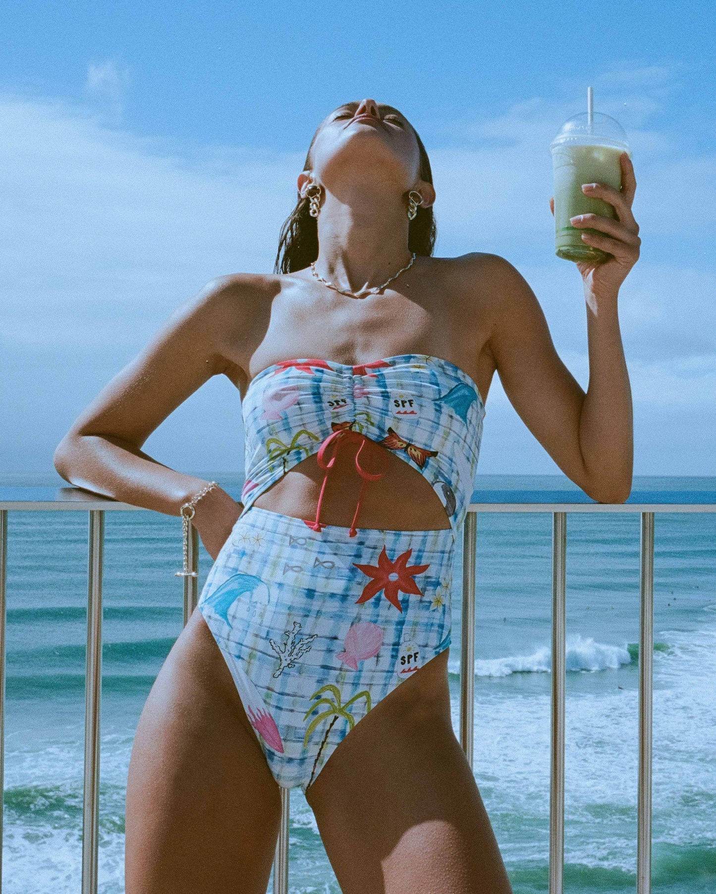 Billabong Women's Lottie Hall Summer Bandeau One-piece Swimsuit - White Multi