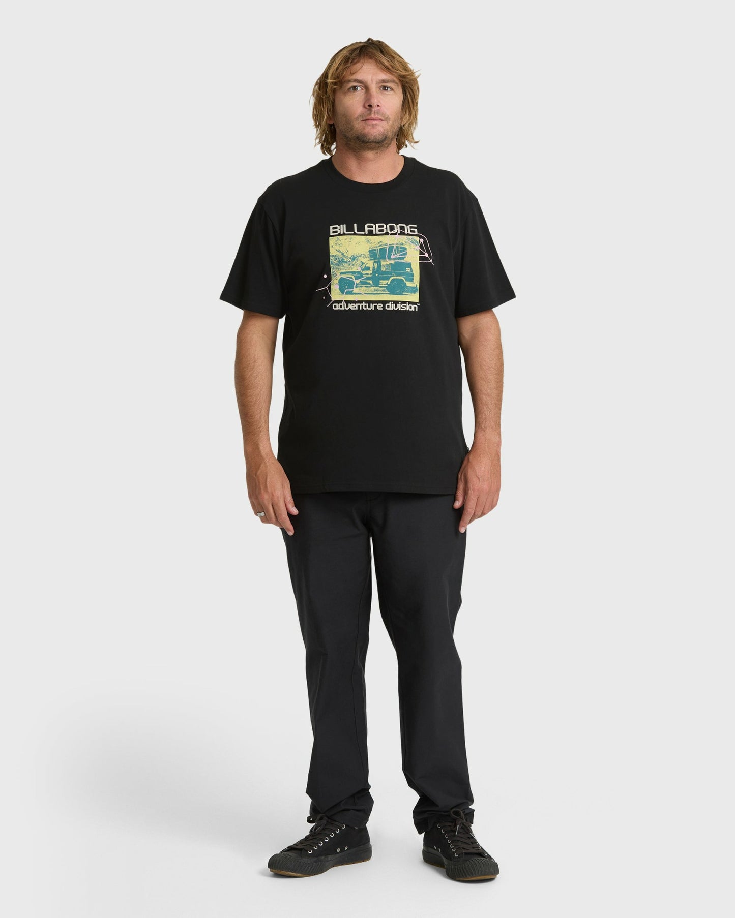 Billabong Men's Stacked Adventure Division Premium Short Sleeve Knit T-Shirt - Black