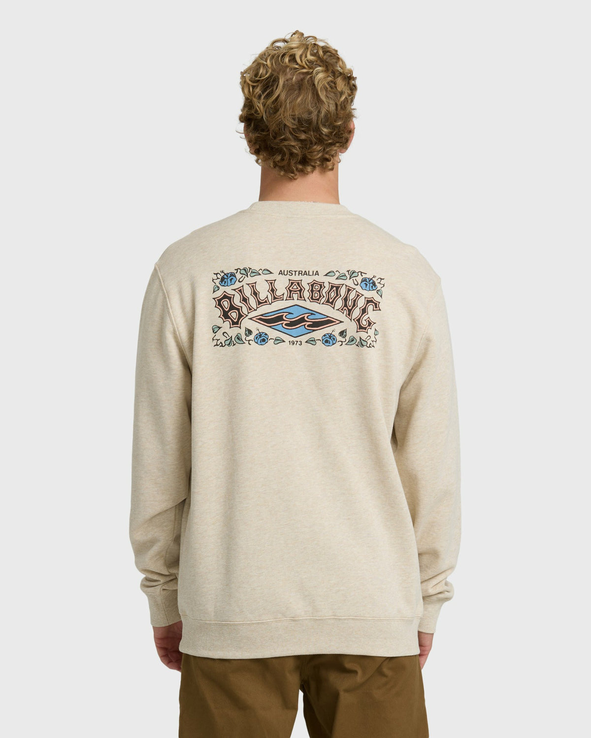 Billabong Men's Short Sands Crewneck Sweatshirt - Oatmeal Heather.