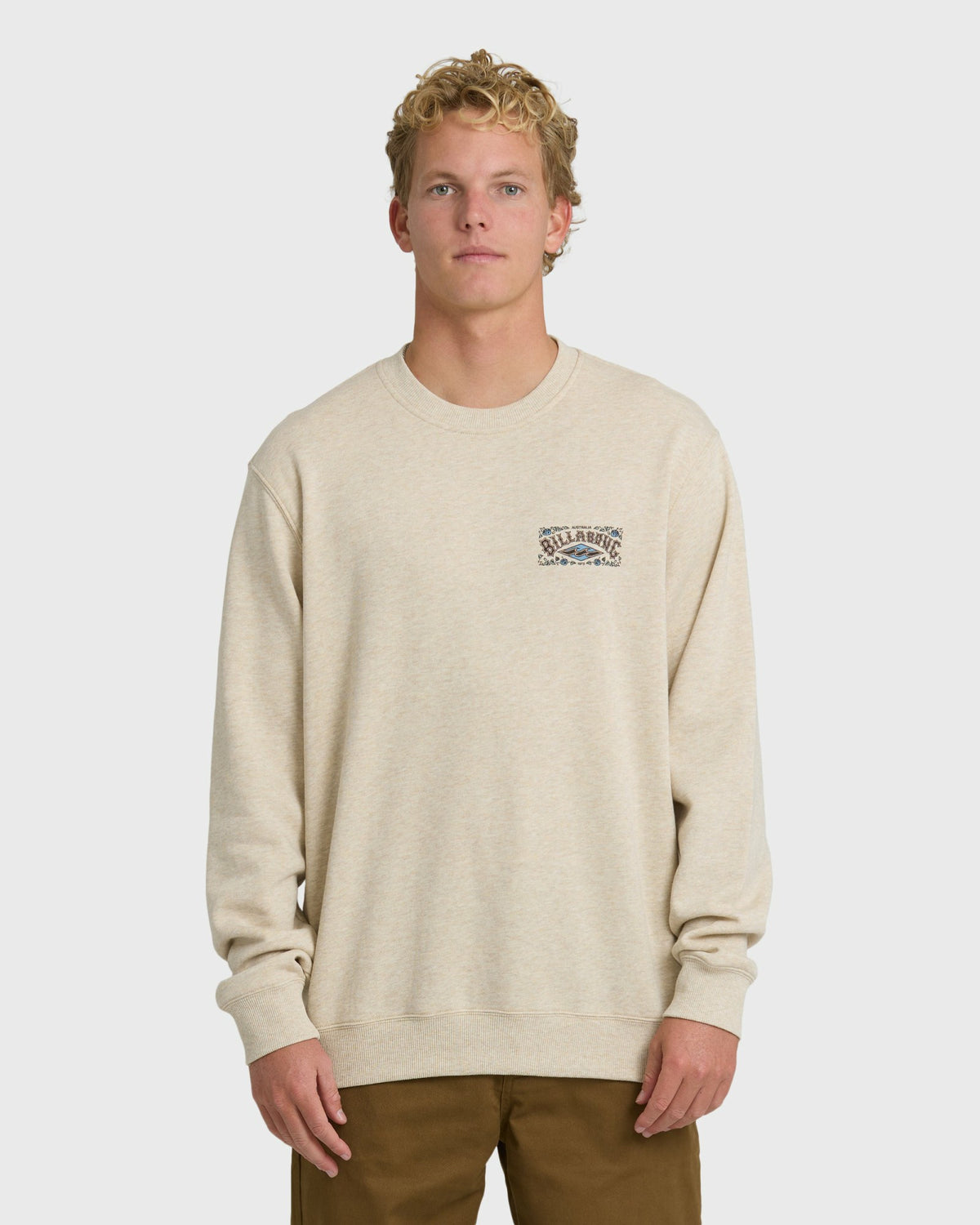 Billabong Men's Short Sands Crewneck Sweatshirt - Oatmeal Heather.