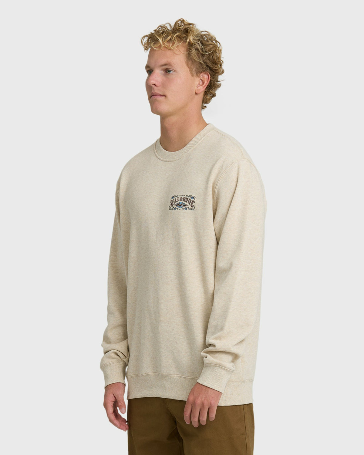 Billabong Men's Short Sands Crewneck Sweatshirt - Oatmeal Heather.