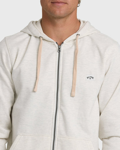 Billabong Men's All Day Zip Front Hoodie - Oatmeal Heather.